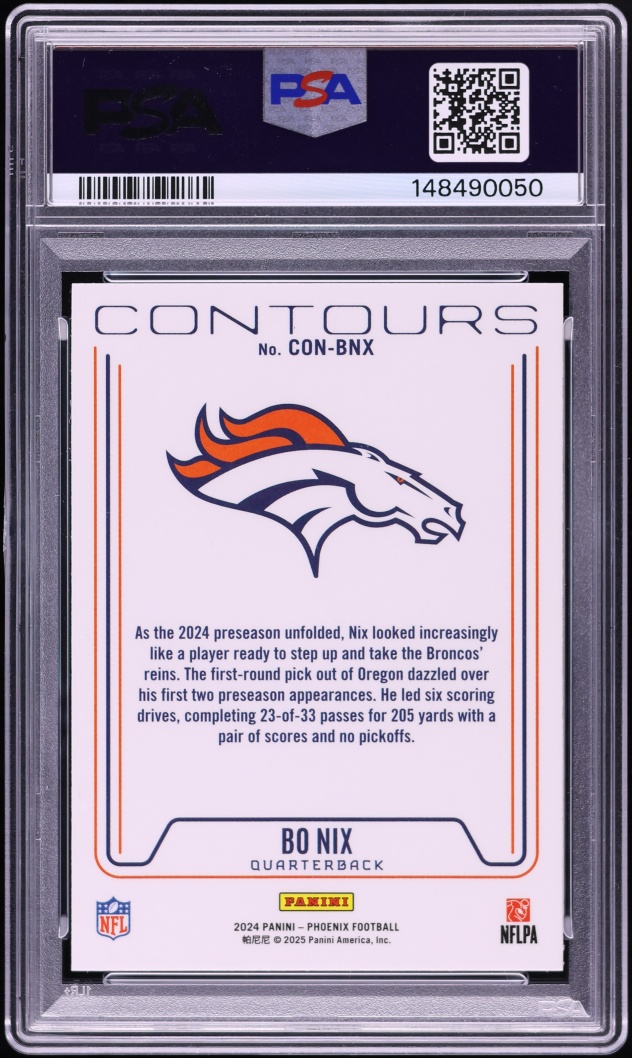 2024 Panini Phoenix Contours Bo Nix ROOKIE #CON-BNX PSA 9 MINT