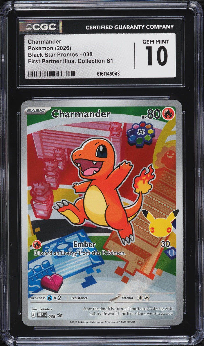 2026 Pokemon Mega Evolution Promo First Partner Illustration S1 Full Art Charmander #38 CGC 10