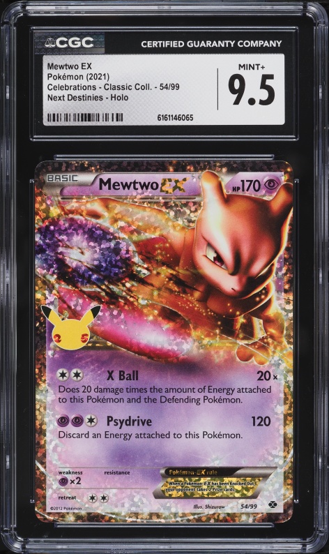 2021 Pokemon Sword & Shield Celebrations Classic Collection Holo Mewtwo EX #54 CGC 9.5 MINT+