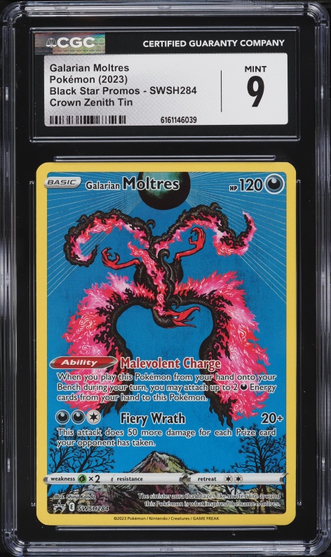 2023 Pokemon Sword & Shield Promo Crown Zenith Full Art Galarian Moltres #SWSH284 CGC 9 MINT