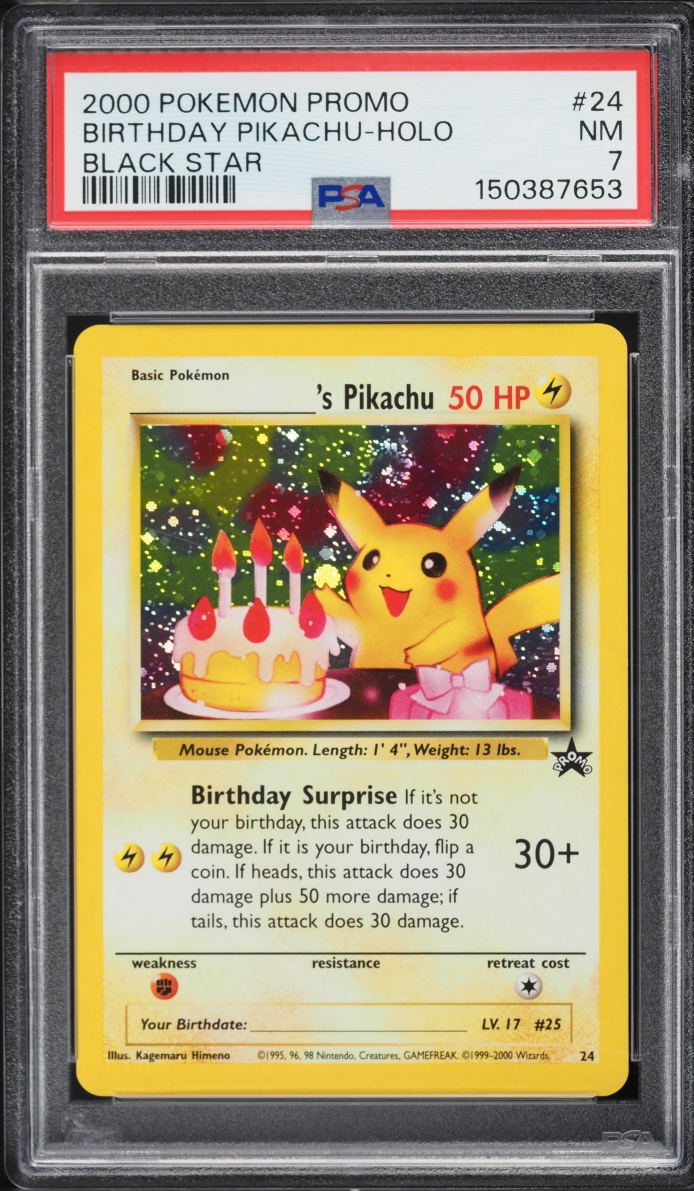 2001 Pokemon Black Star Promo Holo Birthday Pikachu #24 PSA 7 NRMT