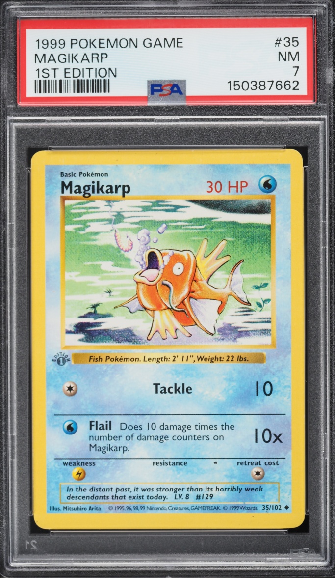 1999 Pokemon Base Set Shadowless 1st Edition Magikarp #35 PSA 7 NRMT - Main Image