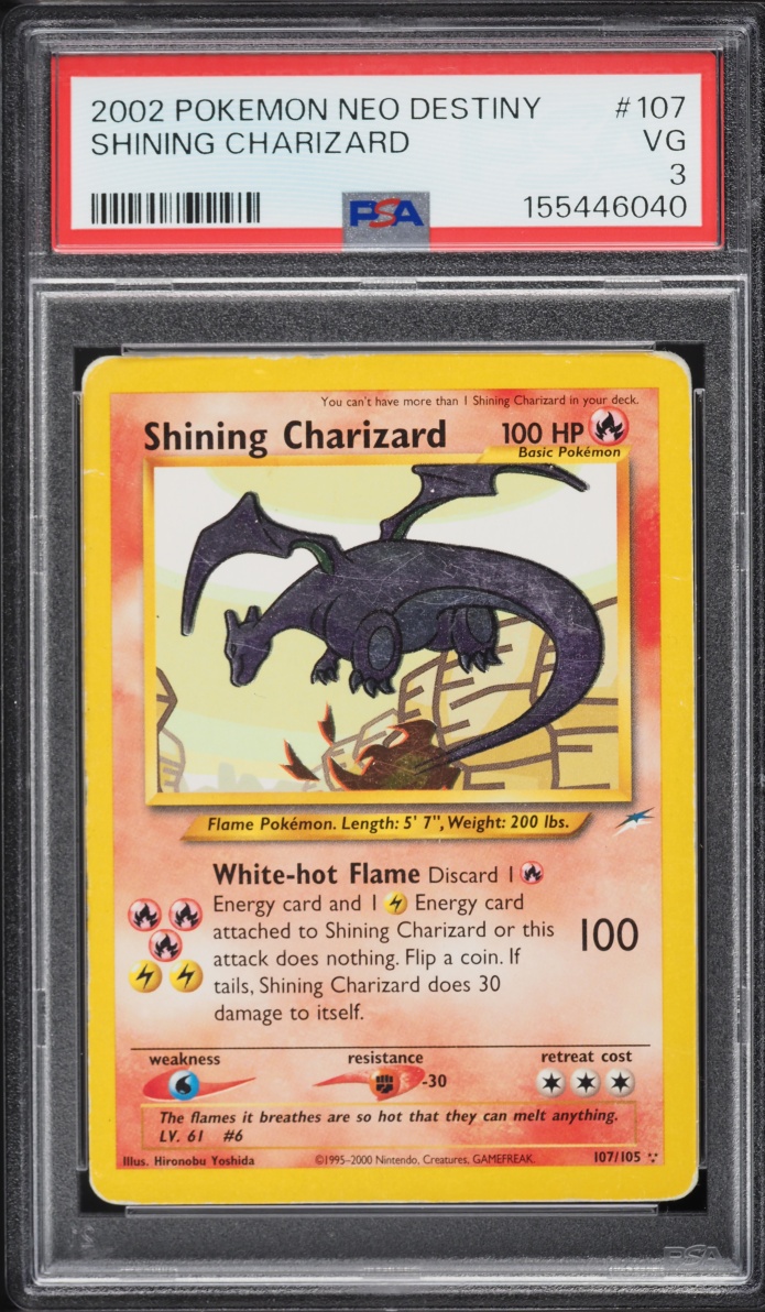 2002 Pokemon Neo Destiny Shining Charizard #107 PSA 3 VG