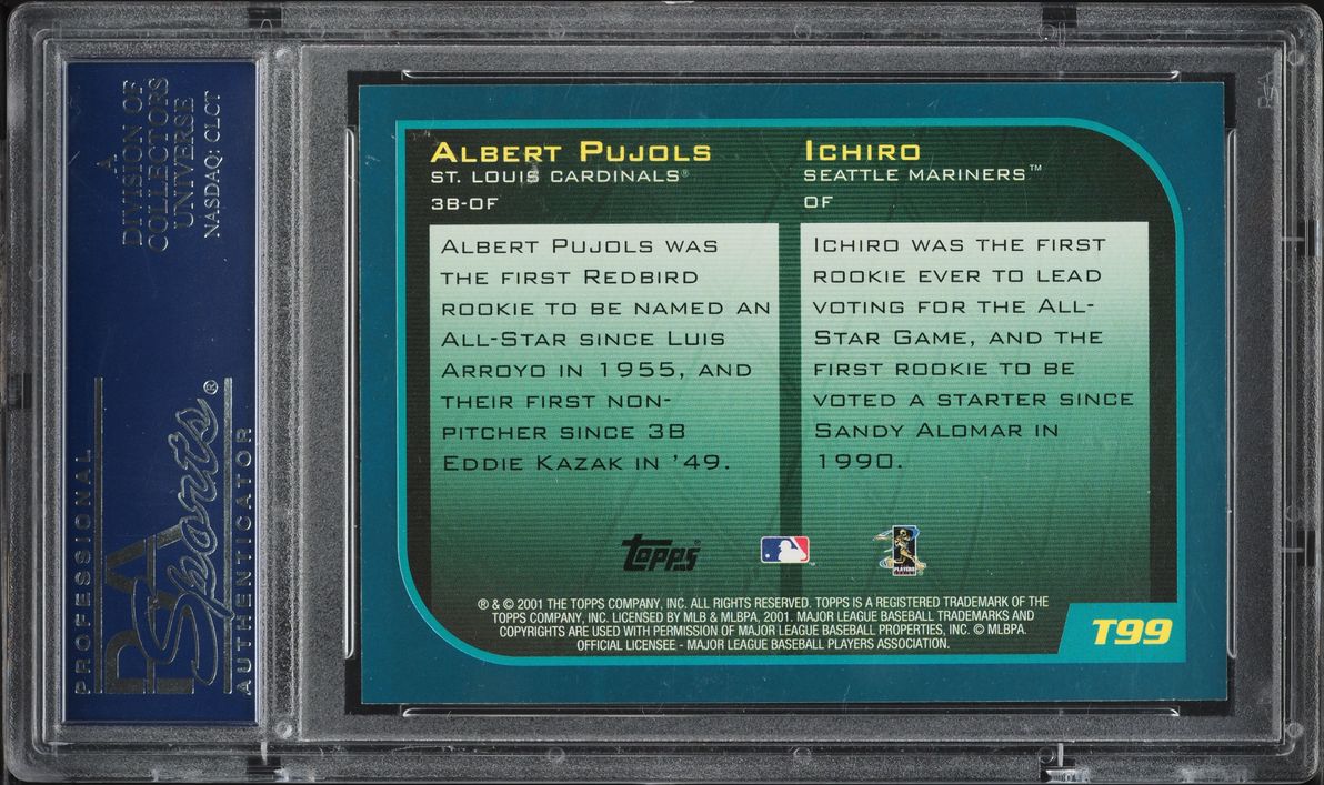 2001 Topps Traded Ichiro Suzuki & Albert Pujols ROOKIE #T99 PSA 9 MINT