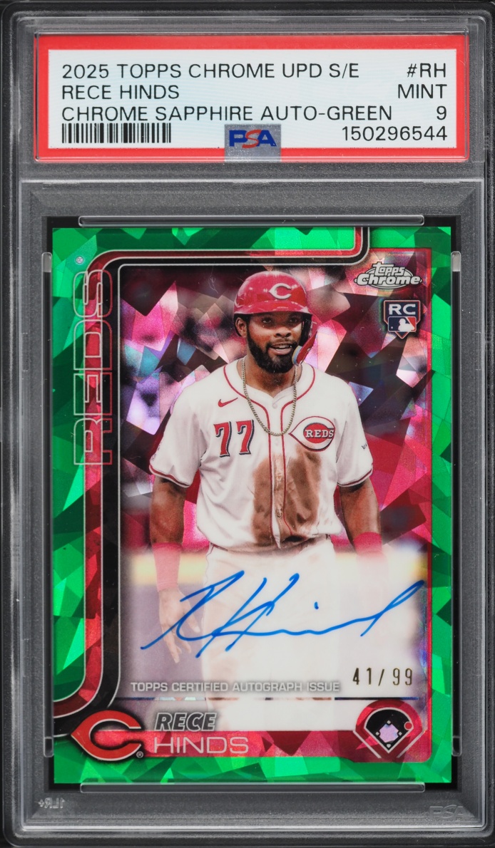 2025 Topps Chrome Sapphire Update Green Rece Hinds ROOKIE AUTO /99 #USA-RH PSA 9 MINT
