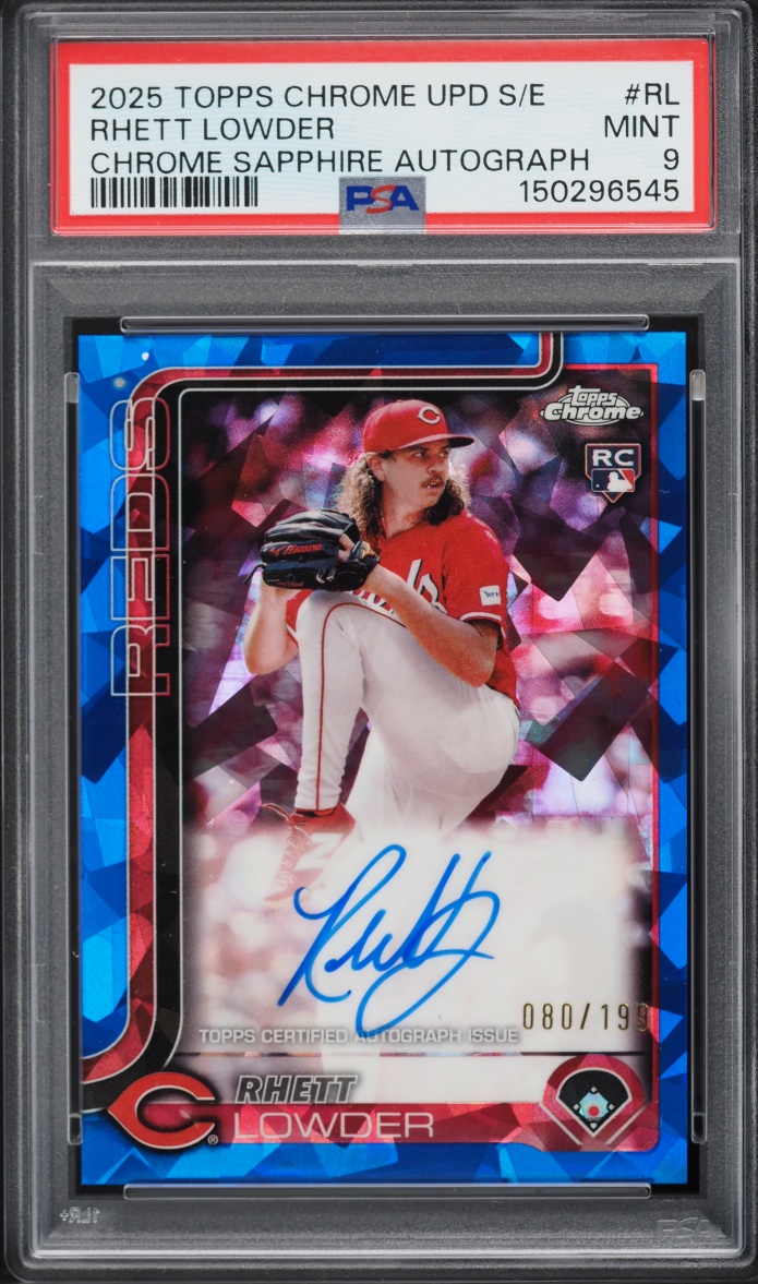 2025 Topps Chrome Sapphire Update Rhett Lowder ROOKIE AUTO /199 #USA-RL PSA 9 MINT