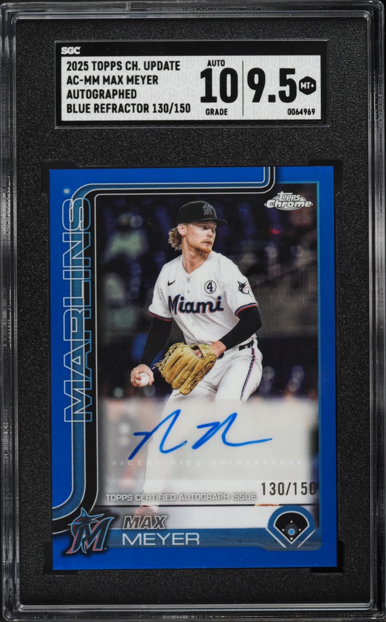2025 Topps Chrome Update Blue Refractor Max Meyer AUTO /150 #AC-MM SGC 9.5 MINT+