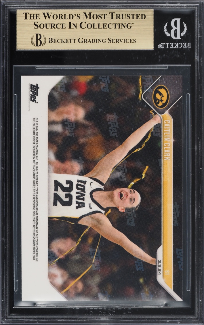 2023 Bowman Now University Caitlin Clark ROOKIE #61 BGS 9.5 GEM MINT