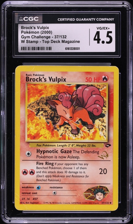 2000 Pokemon Gym Challenge Top Deck Magazine W Stamp Brock's Vulpix #37 CGC 4.5 VGEX+