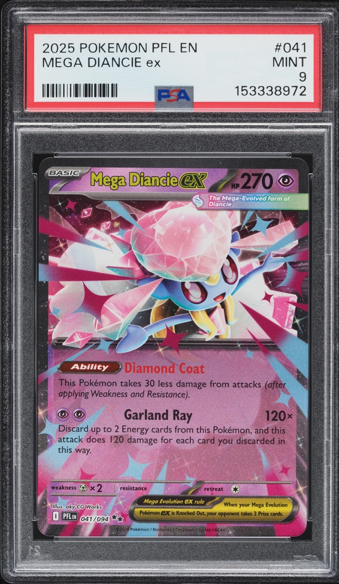 2025 Pokemon Mega Evolution Phantasmal Flames Mega Diancie Ex #041 PSA 9 MINT