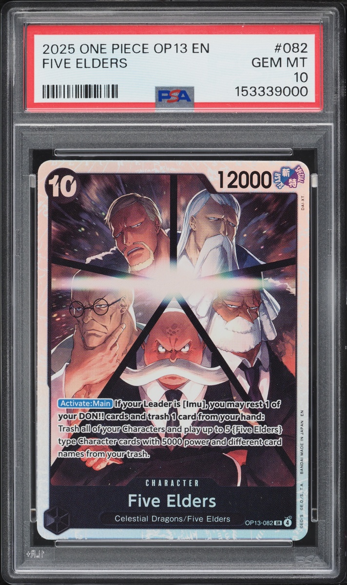 2025 One Piece Carrying On His Will SR Five Elders #OP13-082 PSA 10 GEM MINT