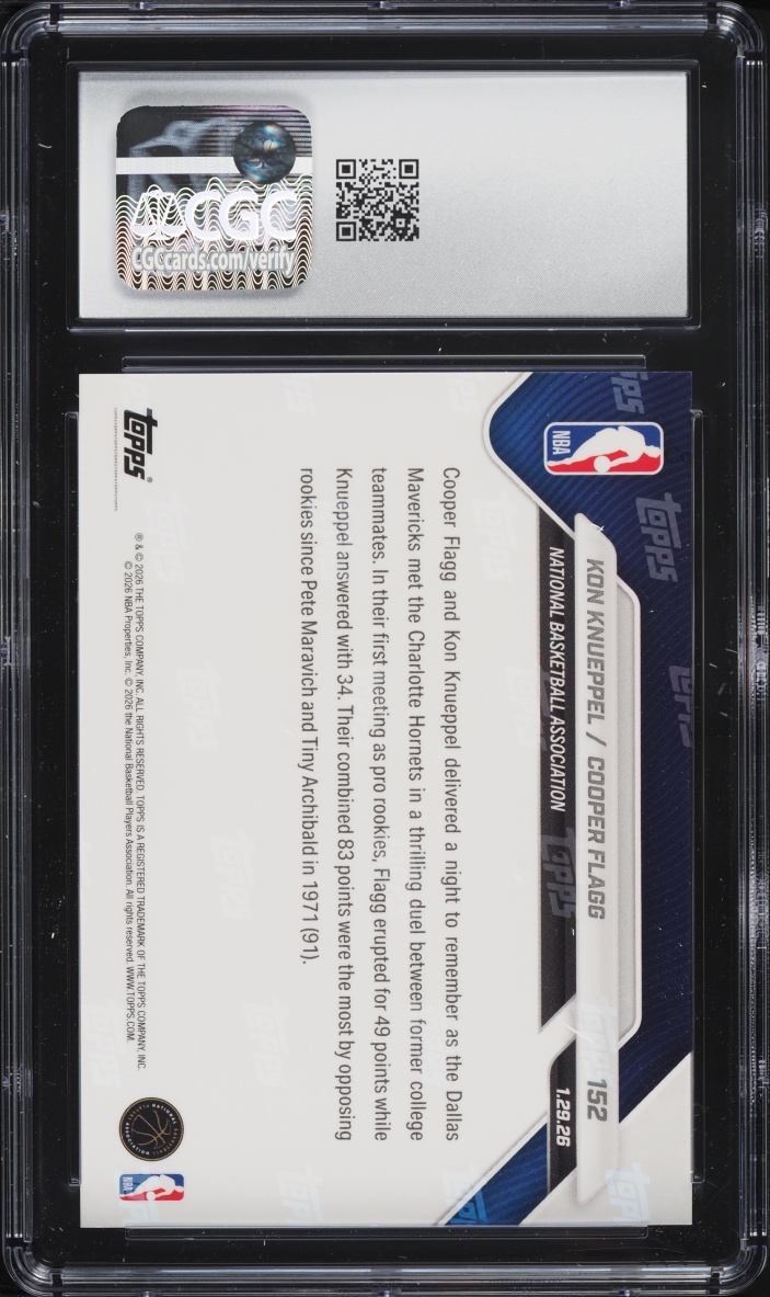 2025 Topps Now Kon Knueppel Cooper Flagg ROOKIE #152 CGC 9.5 MINT+