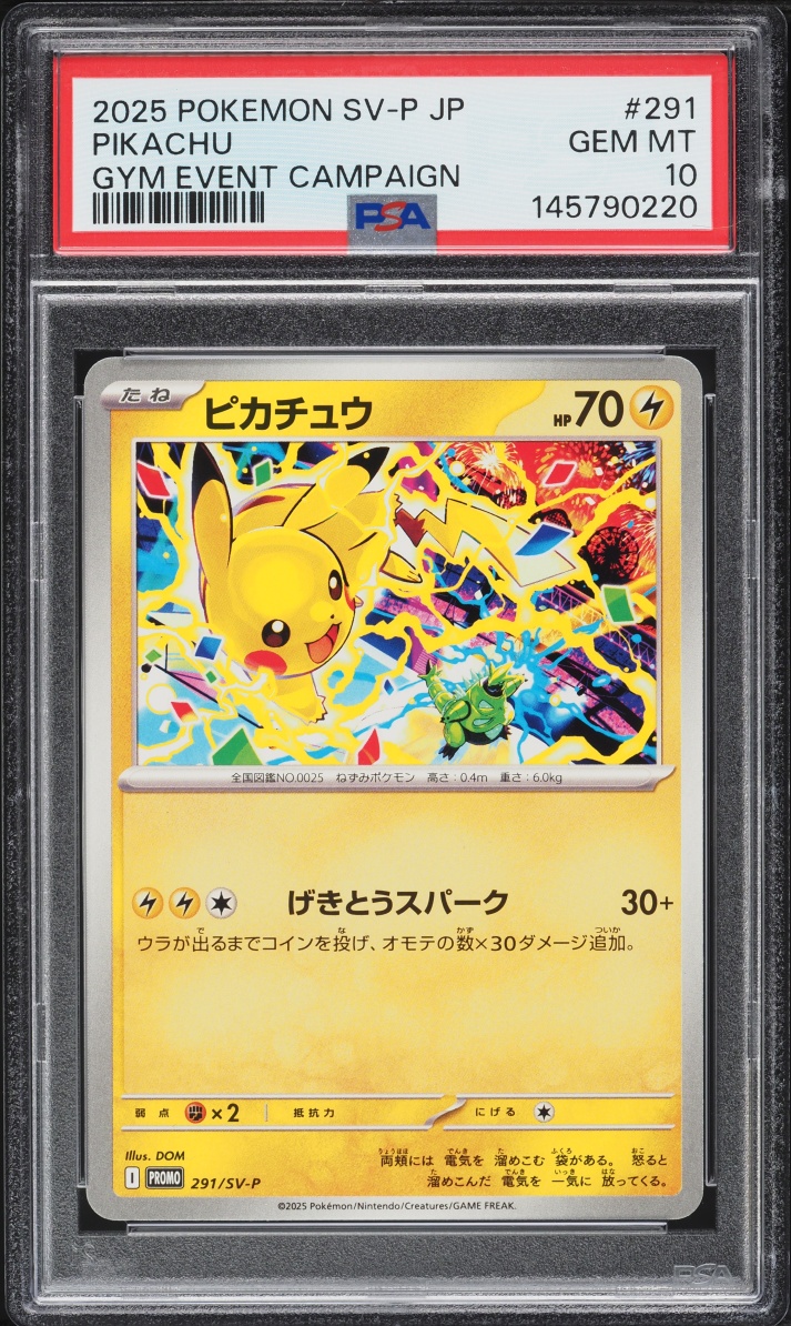 2025 Pokemon Japanese Scarlet & Violet Promo Gym Event Campaign Pikachu #291 PSA 10 GEM MINT