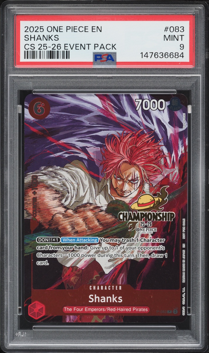 2025 One Piece Promo Championship Event Pack Shanks #P-083 PSA 9 MINT