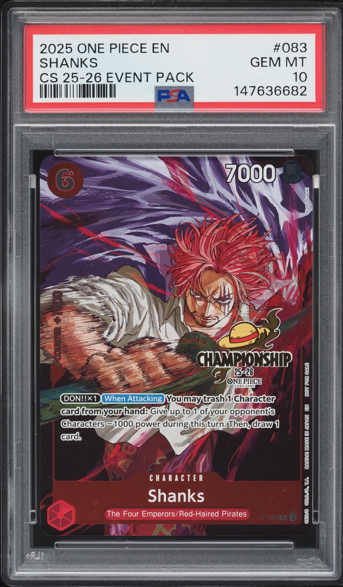 2025 One Piece Promo Championship Event Pack Shanks #P-083 PSA 10 GEM MINT