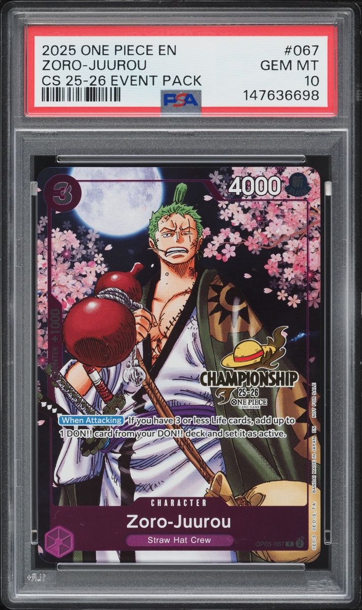 2025 One Piece Championship Event Pack Alt Art Zoro-Juurou #OP05-067 PSA 10 GEM MINT