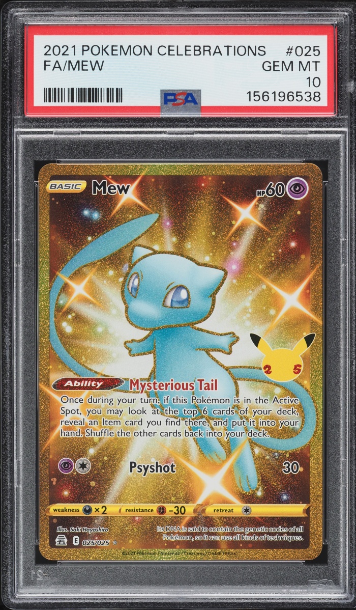 2021 Pokemon Sword & Shield Celebrations Gold Rare Shiny Mew #25 PSA 10 GEM MINT