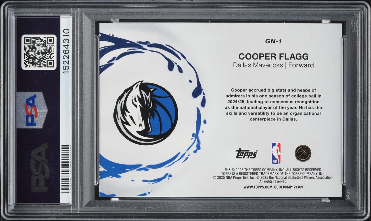 2025 Topps Generation Now Holo Foil Cooper Flagg ROOKIE #GN-1 PSA 9 MINT