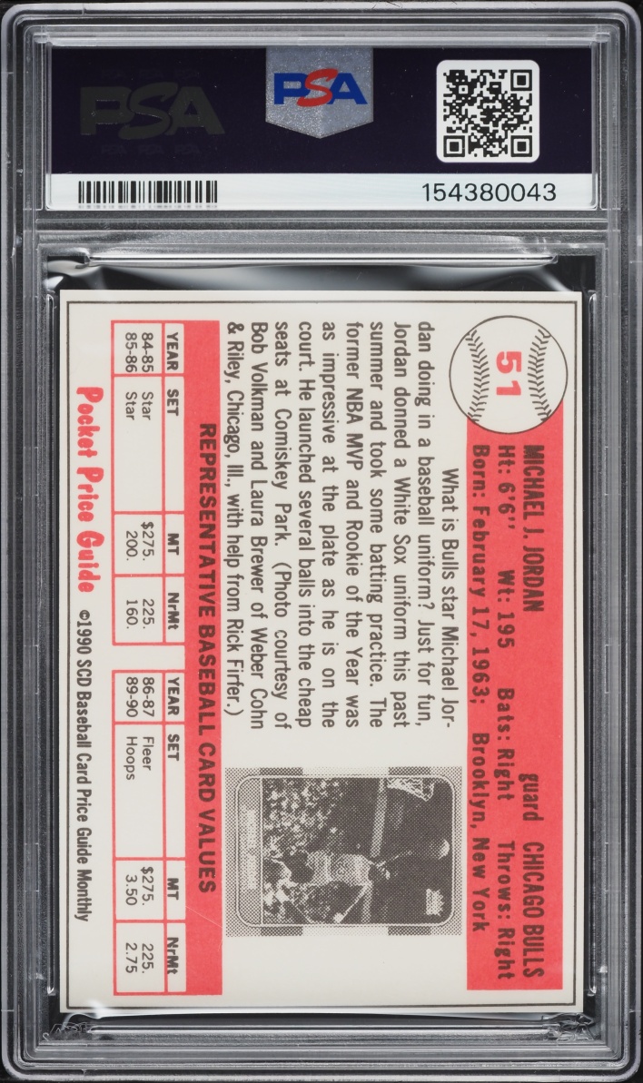 1990 SCD Baseball Pocket Price Guides Michael Jordan ROOKIE #51 PSA 10 GEM MINT