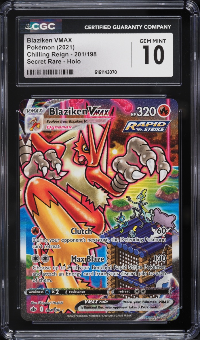 2021 Pokemon Sword & Shield Chilling Reign SEC Blaziken VMAX #201 CGC 10 GEM MINT