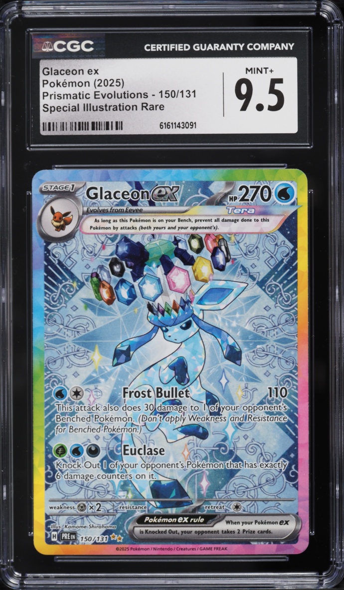 2025 Pokemon Scarlet & Violet Prismatic Evolutions SIR Glaceon EX #150 CGC 9.5 MINT+