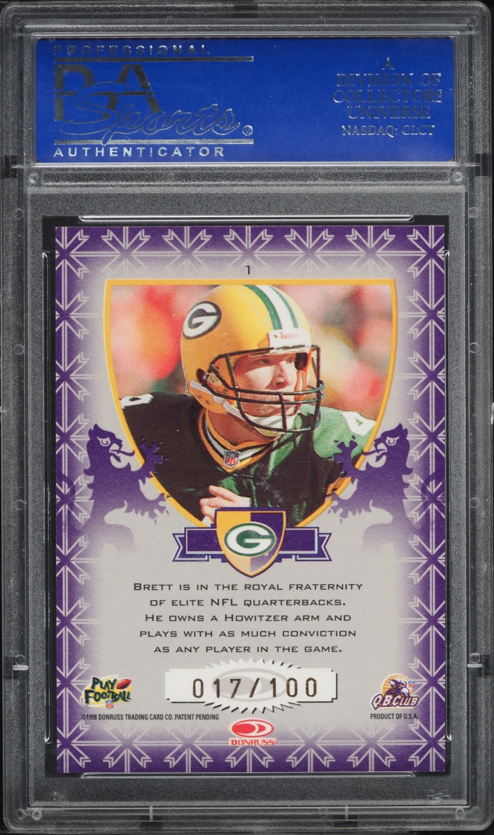 1998 Leaf R & S Crusade Purple Brett Favre /100 #1 PSA 8 NM-MT