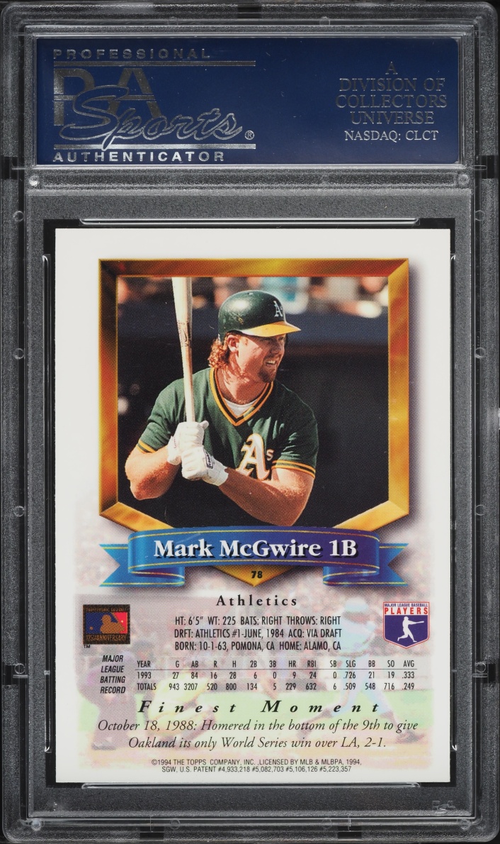 1994 Finest Refractor Mark McGwire #78 PSA 9 MINT