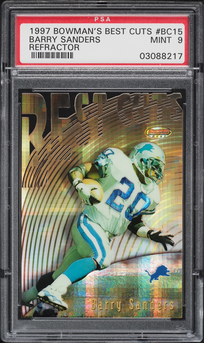 1997 Bowman's Best Best Cut Atomic Refractor Die-Cut Barry Sanders #BC15 PSA 9 MINT