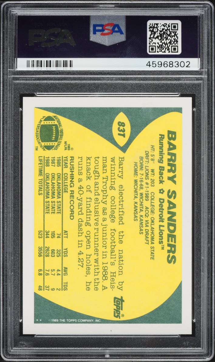 1989 Topps Traded Barry Sanders ROOKIE #83T PSA 10 GEM MINT
