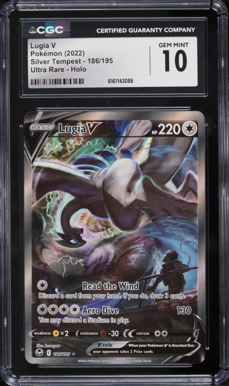 2022 Pokemon Sword & Shield Silver Tempest Alt Art Lugia V #186 CGC 9.5 MINT+ on Fanatics Collect 2022 Pokemon Sword & Shield Silver Tempest Alt Art Lugia V #186 CGC 9.5 MINT+ on Fanatics Collect