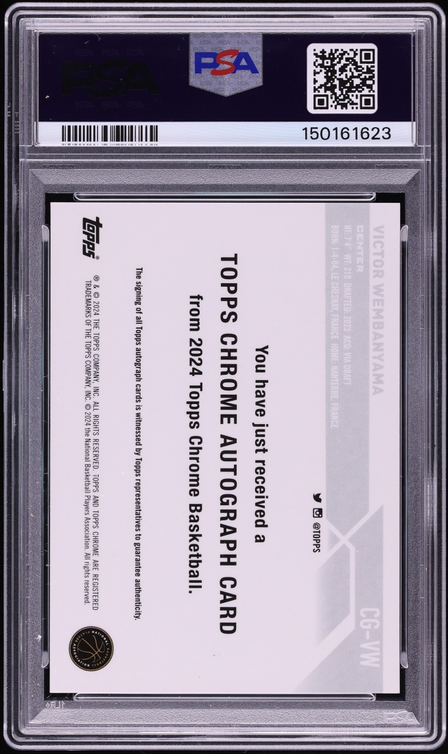 2023 Topps Chrome Victor Wembanyama ROOKIE AUTO #CG-VW PSA 9 MINT