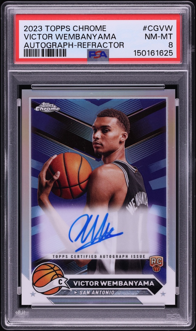 2023 Topps Chrome Refractor Victor Wembanyama ROOKIE AUTO #CG-VW PSA 8 NM-MT