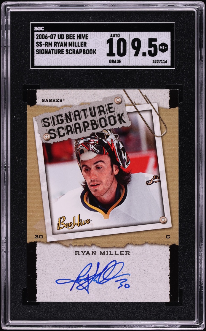 2006 Upper Deck Bee Hive Scrapbook Ryan Miller AUTO #SS-RM SGC 9.5 MINT+