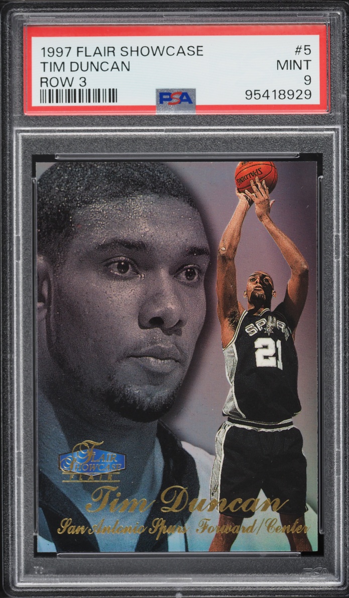 1997 Flair Showcase Row 3 Tim Duncan ROOKIE #5 PSA 9 MINT