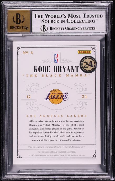 2012 National Treasures Notable Nicknames Kobe Bryant AUTO /49 #6 BGS 8.5 NM-MT+