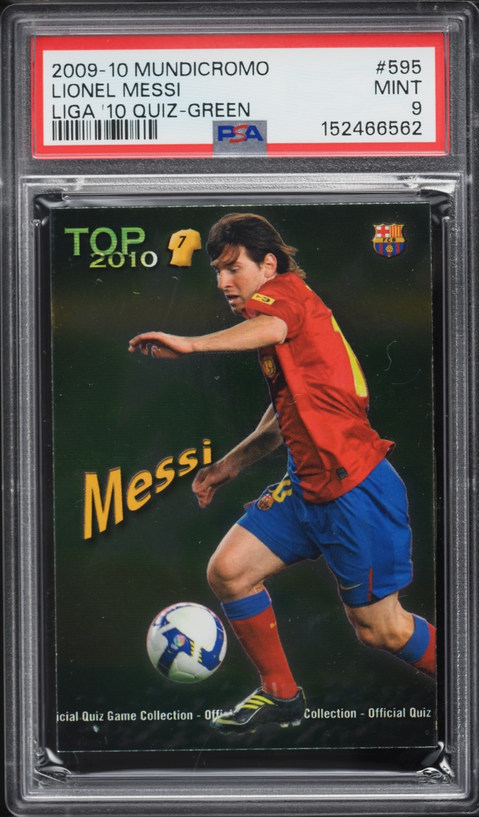 2009 Mundicromo Campeonato Nacional De Liga '10 Quiz Green Lionel Messi #595 PSA 9 MINT