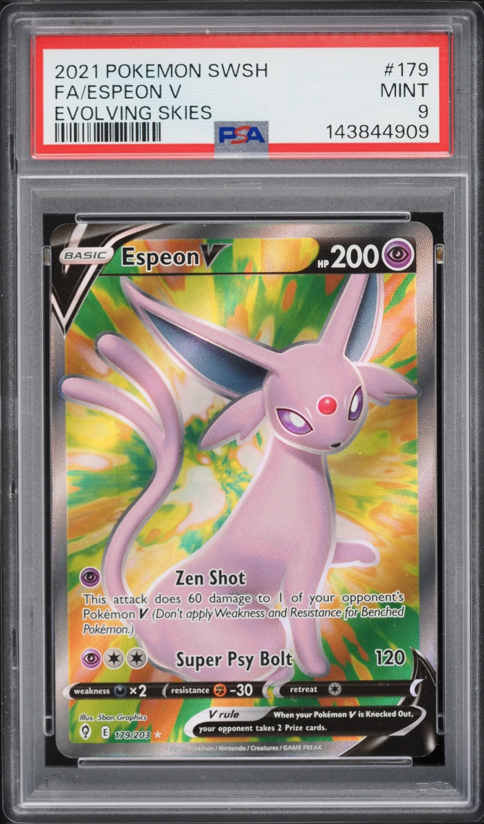2021 Pokemon Sword & Shield Evolving Skies Full Art Espeon V #179 PSA 9 MINT