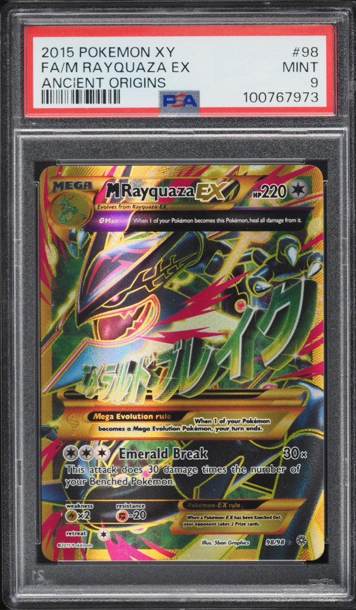 2015 Pokemon XY Ancient Origins Full Art M Rayquaza EX #98 PSA 9 MINT