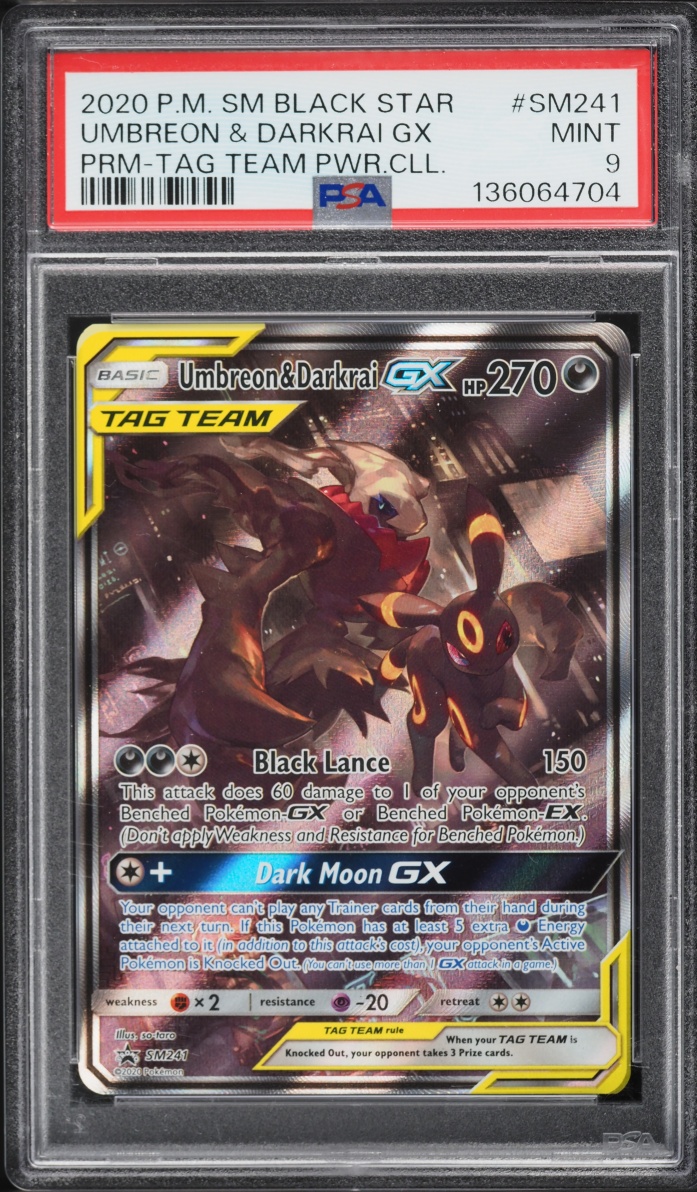 2020 Pokemon Sun & Moon Promo Tag Team Powers Full Art Umbreon & Darkrai GX #SM241 PSA 9 MINT