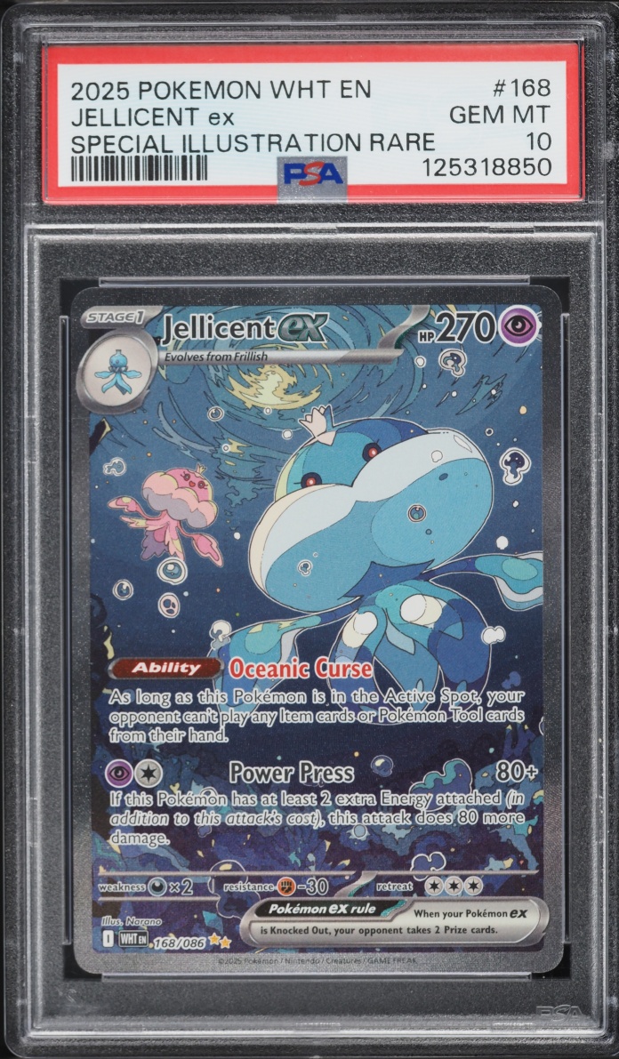 2025 Pokemon Scarlet & Violet White Flare SIR Jellicent Ex #168 PSA 10 GEM MINT
