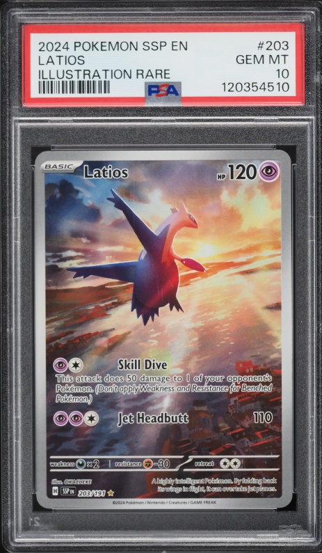 2024 Pokemon Scarlet & Violet Surging Sparks IR Latios #203 PSA 10 GEM MINT
