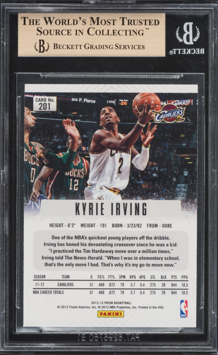 2012 Panini Prizm Kyrie Irving ROOKIE #201 BGS 9.5 GEM MINT