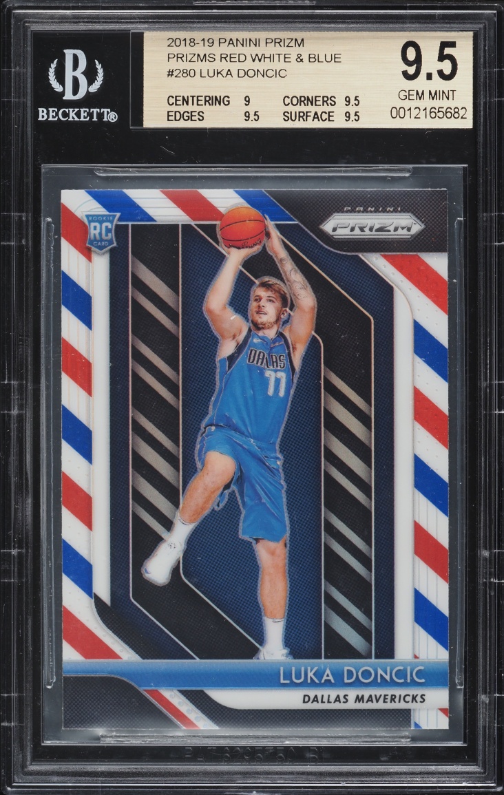 2018 Panini Prizm Red White & Blue Luka Doncic ROOKIE #280 BGS 9.5 GEM MINT