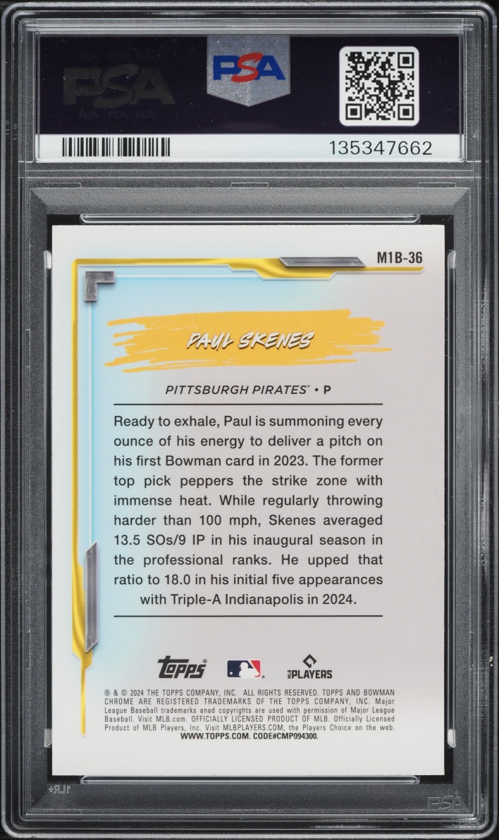 2024 Bowman Chrome Mega Box My 1st Bowman Paul Skenes ROOKIE #M1B-36 PSA 9 MINT