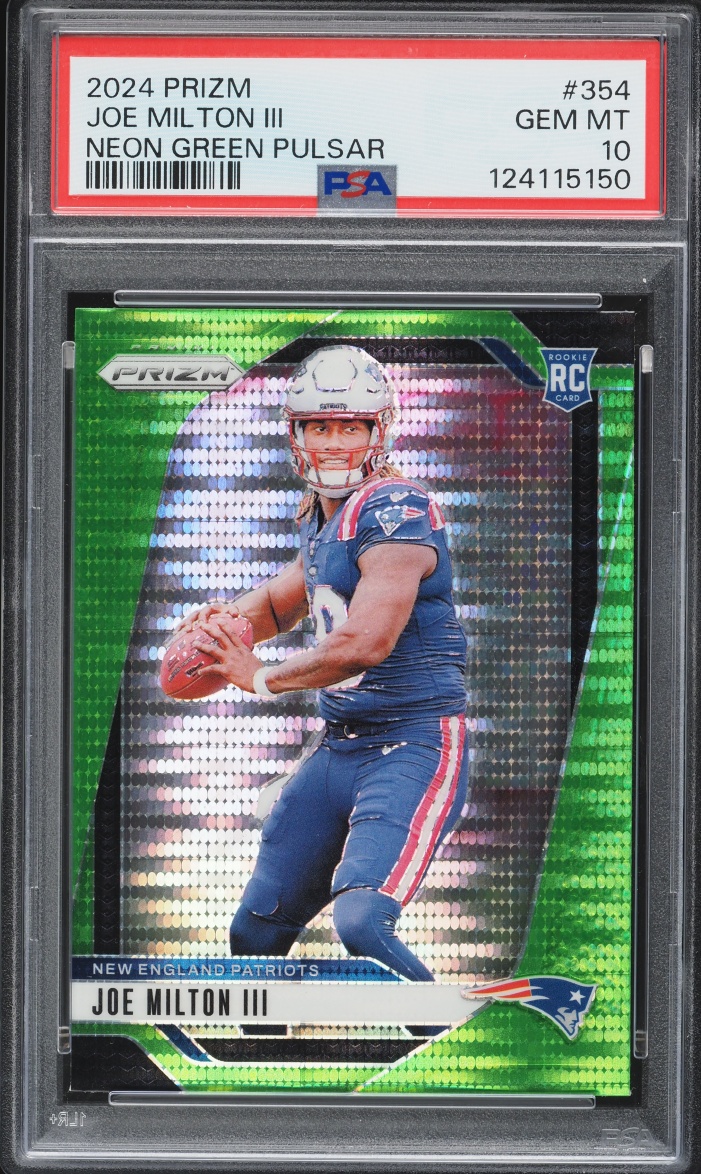 2024 Panini Prizm Neon Green Pulsar Joe Milton III ROOKIE #354 PSA 10 GEM MINT