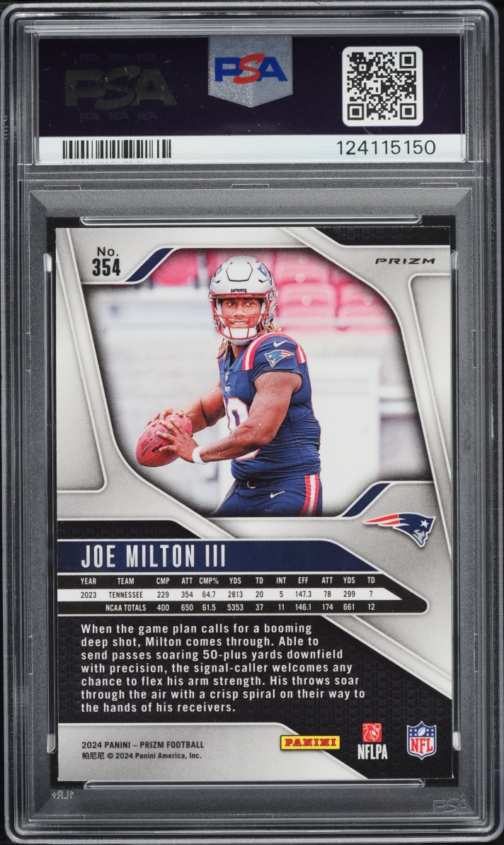 2024 Panini Prizm Neon Green Pulsar Joe Milton III ROOKIE #354 PSA 10 GEM MINT