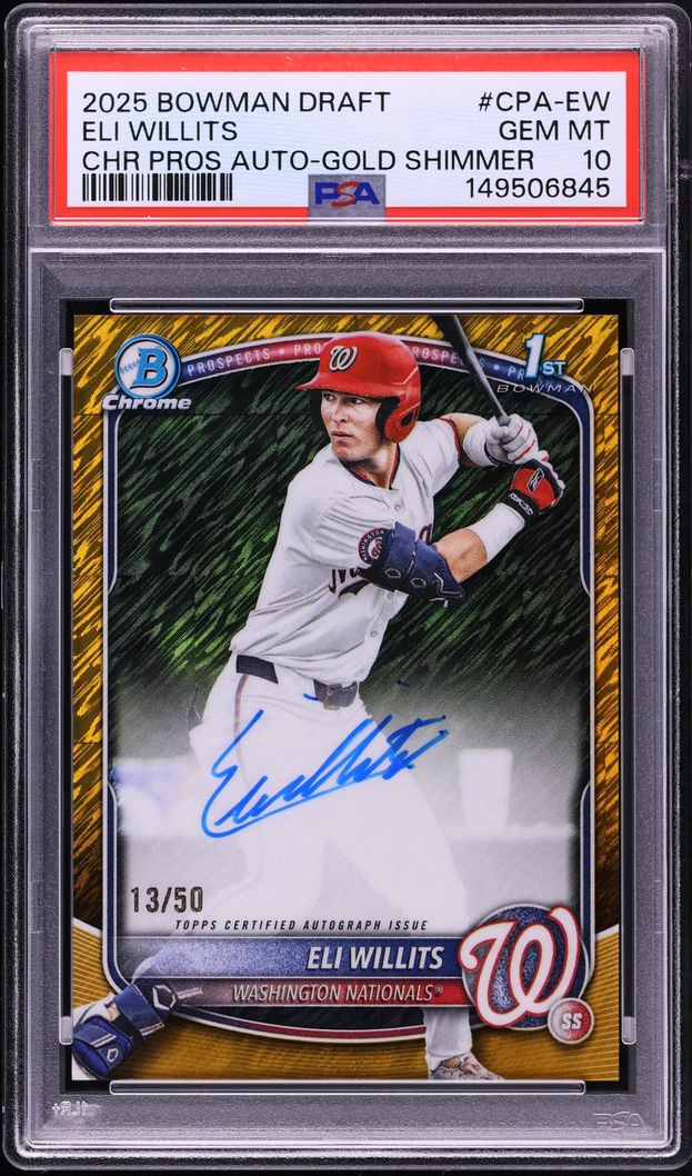 2025 Bowman Chrome Draft Gold Shimmer Eli Willits PROSPECT AUTO /50 #CPA-EW PSA 10 GEM MINT