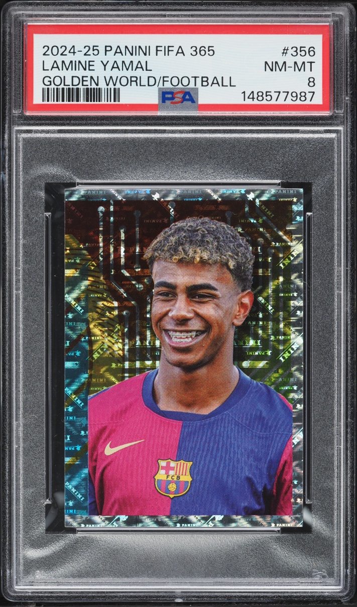 2024 Panini FIFA 365 The Golden World Of Football Lamine Yamal #356 PSA 8 NM-MT