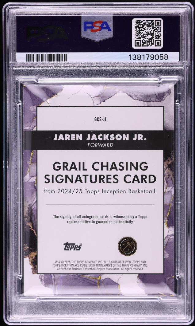 2024 Topps Inception Grail Chasing Blue Jaren Jackson Jr. AUTO DNA 10 1/25 #GCS-JJ PSA AUTH