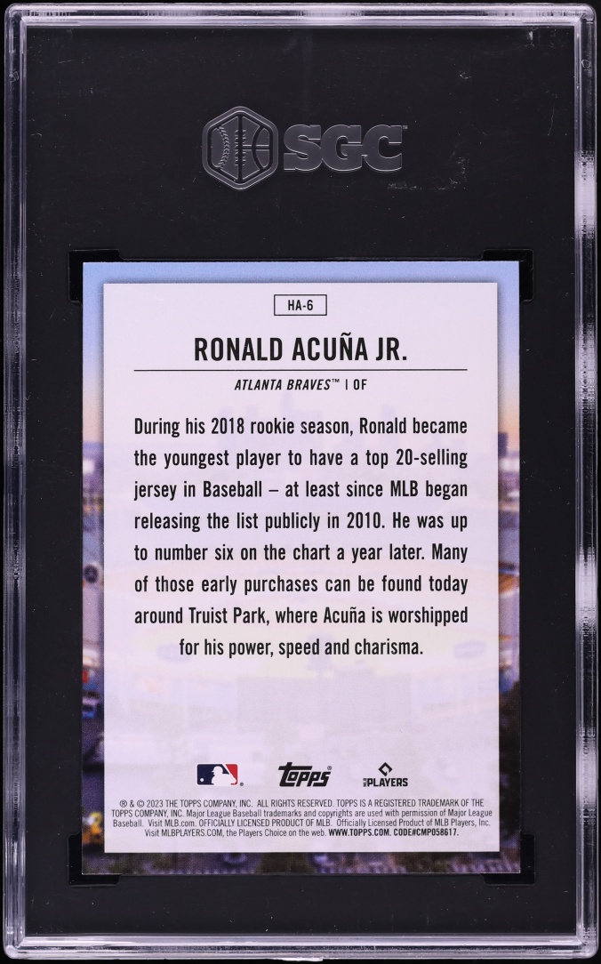 2023 Topps Home Field Advantage Ronald Acuna Jr. #HA-6 SGC 10 GEM MINT